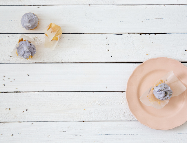 Lavender Coconut Mini Cupcakes by Erika Rax (for www.fishfishme.eu.com)