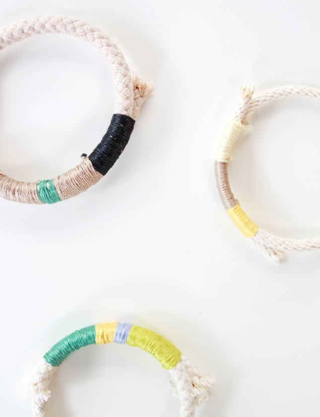 Make your own color blocked rope bracelet with this easy DIY | www.fishfishme.eu.com