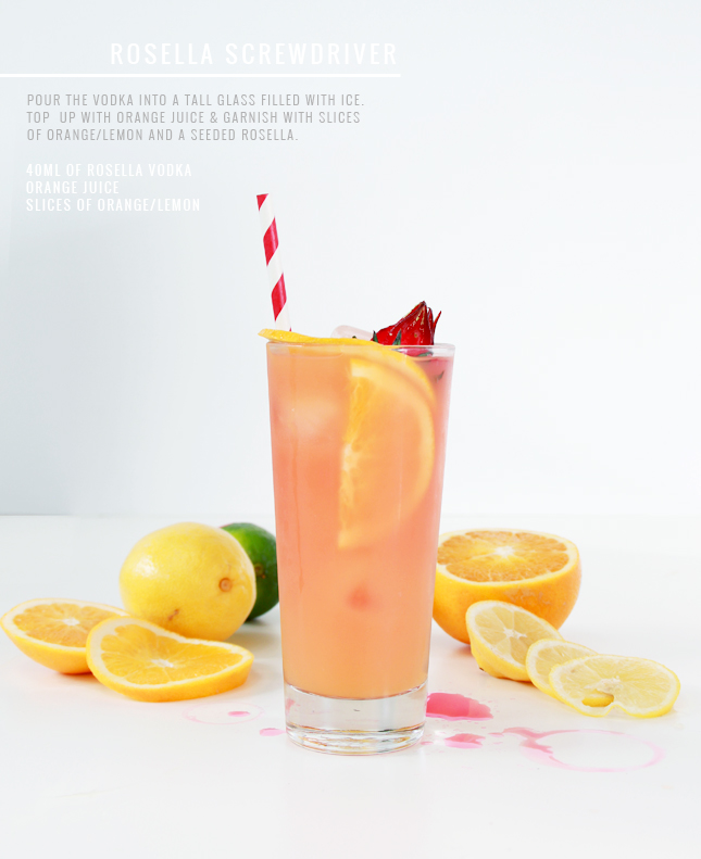 YUM! Rosella Screwdriver Cocktail -  See the full recipe at www.fishfishme.eu.com