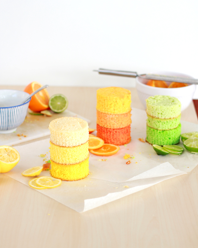 Ombre Citrus Cakes - in lemon, lime and orange! | www.highwallsblog,com