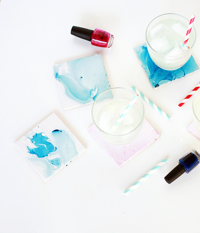 Make your own marbled watercolor coasters | fishfishme.eu.com