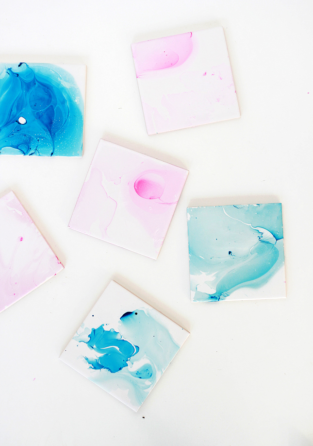 Make your own marbled watercolor coasters | fishfishme.eu.com