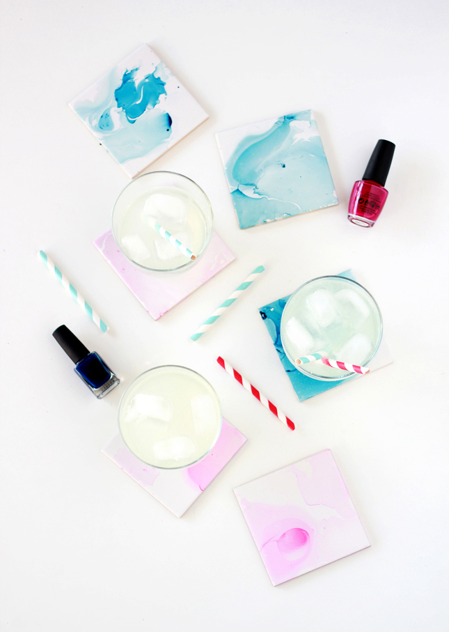 Make your own marbled watercolor coasters | fishfishme.eu.com
