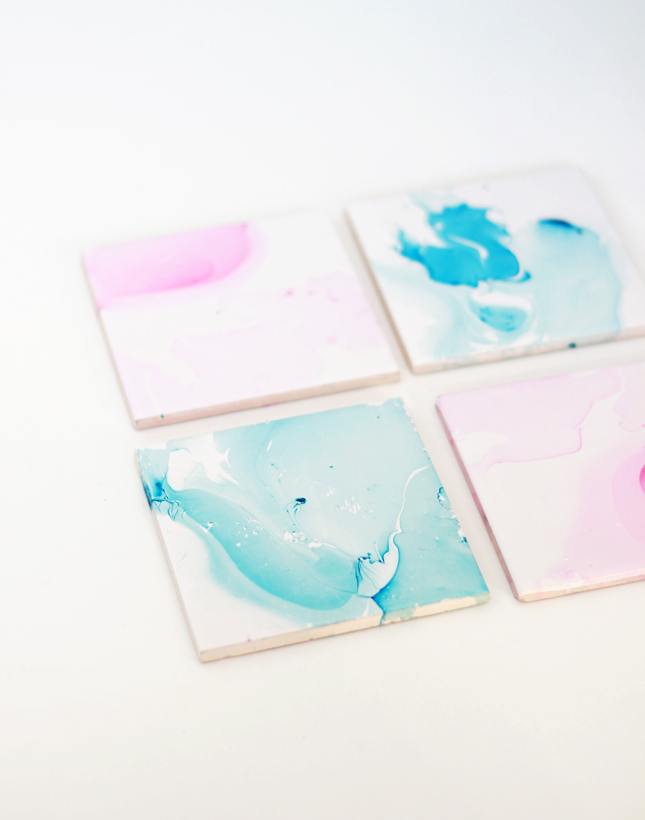 Make your own marbled watercolor coasters | fishfishme.eu.com